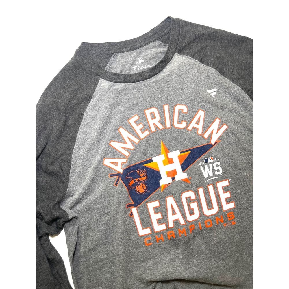 Houston Astros Fanatics American League Champions MLB Raglan Shirt Grey Large